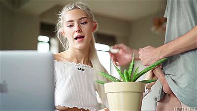 I got creampied in my tight young pussy during a zoom class - Eva Elfie