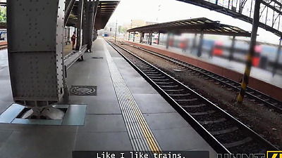 HUNT4K. Blonde chick sucked a shaft in the TRAIN STATION WC!