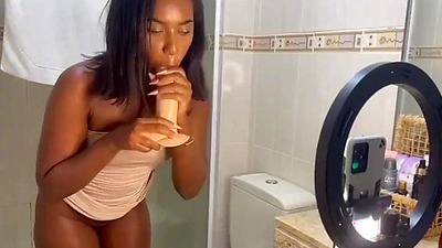 28cm big penis fucks the ARSE and PUSSY of a beautiful Brazilian black woman