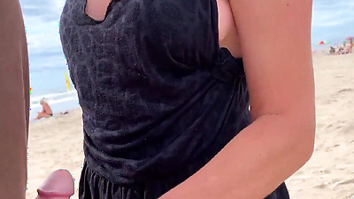 Milf jerks me off in front of everyone. Public ejaculation.