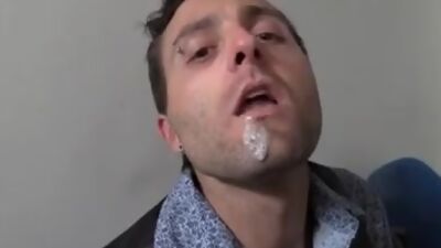 White wife spits black cum into her husband mouth