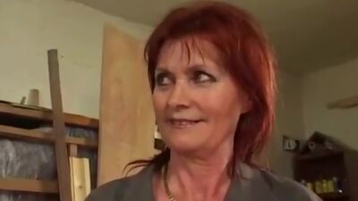 Redhead granny pussy and ass fucking