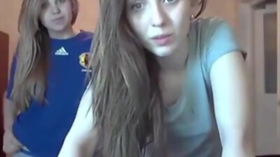 Two sexy teen babes strip and tease on webcam