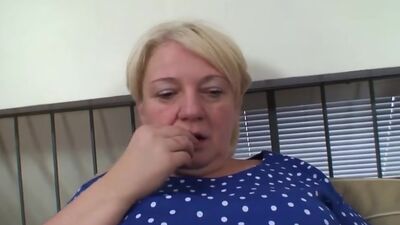 Blonde old granny gives head and rides him