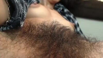 Up Close Hairy Pussy Bush Spread