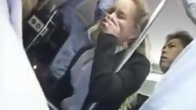 Horny milf touched to multiple orgasm in the bus