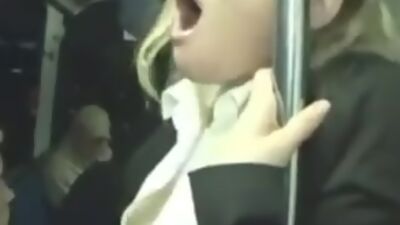 Horny milf touched to multiple orgasm in the bus