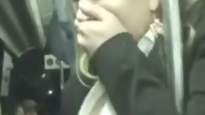 Horny milf touched to multiple orgasm in the bus