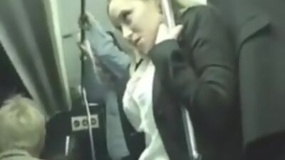 Horny milf touched to multiple orgasm in the bus