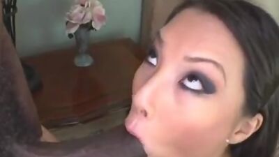 Asian pornstar meets huge dick with her small mouth