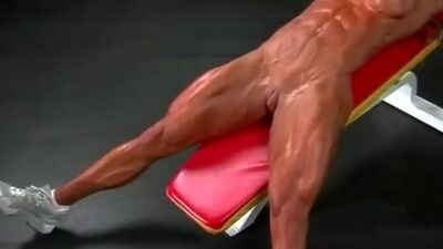 Massive muscular ripped Female Bodybuilder gym workout