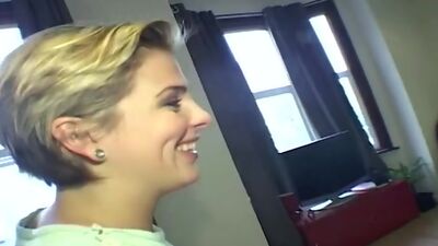 Hairy pussy girlfriend takes fast ass fuck