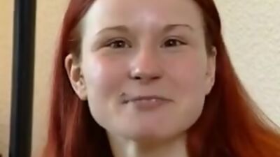 Busty German redhead babe solo masturbating