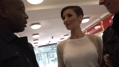 Short hair wife takes BBC in her ass and lets her cuckold husband eat a creampie