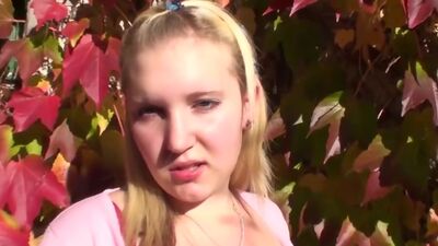 Chubby blonde plays with herself