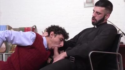 Mature catholic priest bangs alter twink