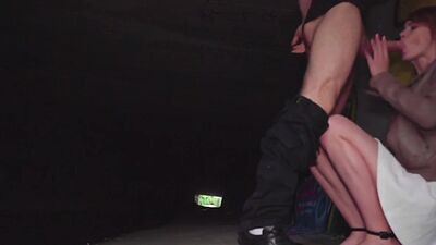 Pulled euro redhead cocksucking outdoors before sex