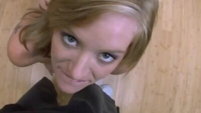 Horny blonde sucking cock and fucking