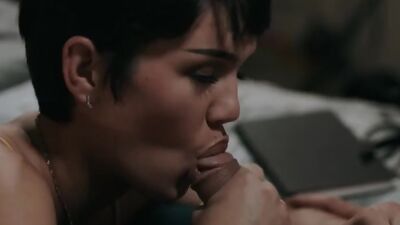 Busty short haired TS gets her ass licked and analed by stepdad