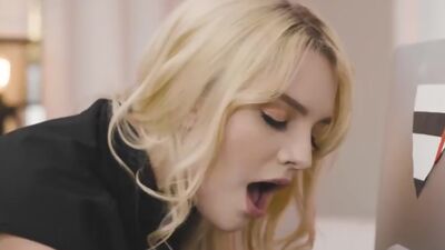 Secretary Kenna James sucks her Ladyboy Boss Natalie Mars shecock