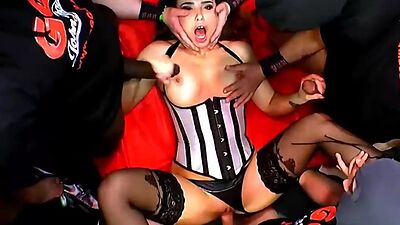 Gangbang and massive bukkakes on mira cuckold