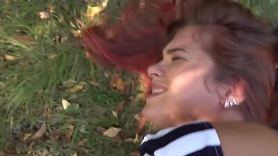 Redhead euro cockriding pov dick outdoors in couple