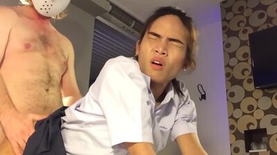 Horny Thai shemale Ploy blowjob and anal sex and she enjoyed big hard dick