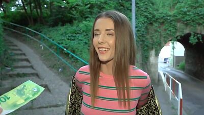 Pulled eurobabe blowing and riding big shaft in public