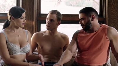 Naive guy tried a hardcore threesome sex with big tits MILF Penny Barber