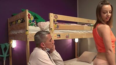 Bigboobs hostel babes sucking before threeway pussyfucking