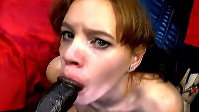German slut gets cums in mouth from black cock
