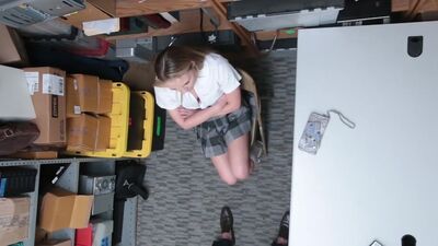 Blonde cute shoplifter chick Alyssa Cole gets a hard fuck punishment from a LP Officer