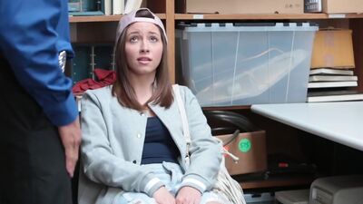 Delightful sexy teen shoplifter chick Hayden Hennessy gets caught on camera smuggling a bottle of liquor into her purse