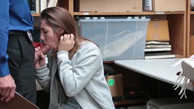 Delightful sexy teen shoplifter chick Hayden Hennessy gets caught on camera smuggling a bottle of liquor into her purse