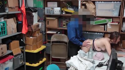 Delightful sexy teen shoplifter chick Hayden Hennessy gets caught on camera smuggling a bottle of liquor into her purse