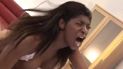 Busty ebony gets a taste of a hard white cock p2