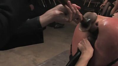 Bound babe anal fucked in public