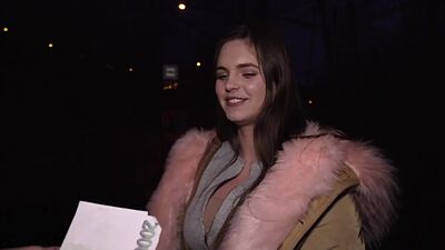 Roundass euro student gets bentover and gives bj for cash