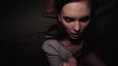 Roundass euro student gets bentover and gives bj for cash