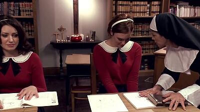 Lezdom nun whips sexy students