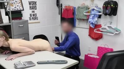 Skinny MILF tries to steal underwear but gets busted