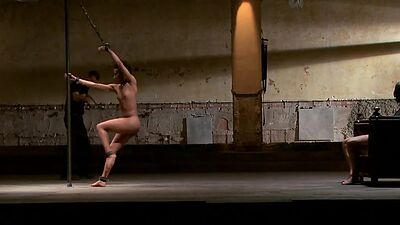 Ebony dancing and getting flog