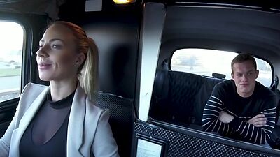 Hugetits cabbie pounded from behind after giving blowjob