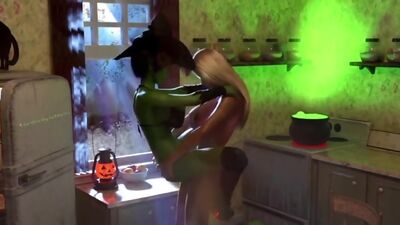 Spooky big tits babes having futa sex in a fantasy animation