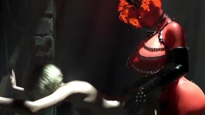 Spooky big tits babes having futa sex in a fantasy animation