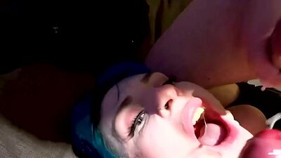 British whore eats two dicks in threesome