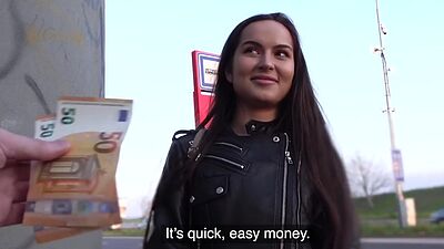 Russian babe pulled into giving blowjob before outdoor sex