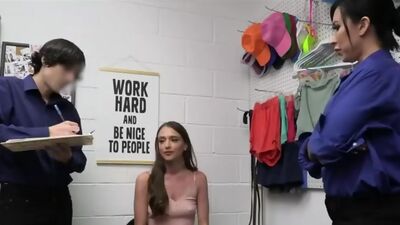 Threesome with horny female and male security guards