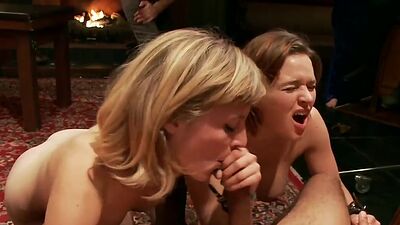 Hot slaves group fucked at party