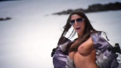 Hot badass blondie with big boobs and her GFs love naked surfing